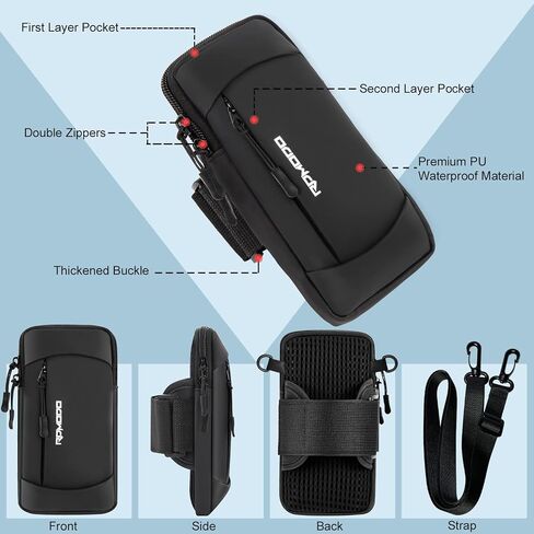 RDMODO Running Armband Phone Holder with Crossbody Shoulder Bag, Phone Arm Bands for iPhone 12 13 14 Samsung Galaxy S23 S22 Up to 6.7 Inch, Sweatproof Arm Bag for Running Jogging (Crossbody Bag Blue) in Saudi Arabia