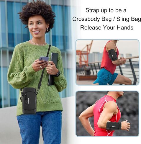 RDMODO Running Armband Phone Holder with Crossbody Shoulder Bag, Phone Arm Bands for iPhone 12 13 14 Samsung Galaxy S23 S22 Up to 6.7 Inch, Sweatproof Arm Bag for Running Jogging (Crossbody Bag Blue) in Saudi Arabia