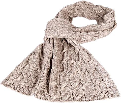 Aran Woollen Mills Pull Through SuperSoft Merino Wool Cable Knit Shawl, Natural, One Size in Kuwait