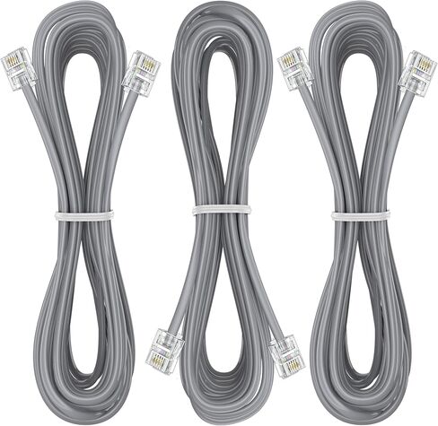 Ubramac 3Pack Phone Cord Phone Telephone Extension Cord 3.3ft Cable Line with Standard RJ11 6P4C Plugs for Landline Phone and Fax,(White, 3.3Feet) in Saudi Arabia