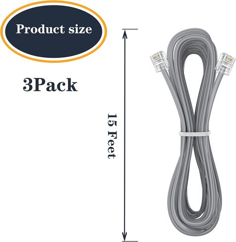 Ubramac 3Pack Phone Cord Phone Telephone Extension Cord 3.3ft Cable Line with Standard RJ11 6P4C Plugs for Landline Phone and Fax,(White, 3.3Feet) in Saudi Arabia