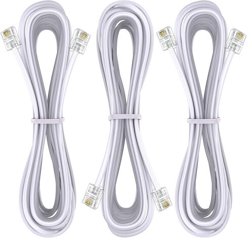 Ubramac 3Pack Phone Cord Phone Telephone Extension Cord 3.3ft Cable Line with Standard RJ11 6P4C Plugs for Landline Phone and Fax,(White, 3.3Feet) in Saudi Arabia