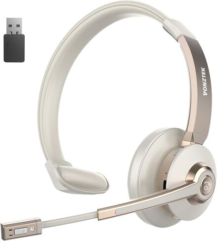 Wireless Headset, Bluetooth Headset with Microphone Noise Canceling, 45H Talk Time Wireless Headphones with USB Dongle & Mic Mute for PC Computer Cell Phone Office Remote Work Zoom Meeting Call Center in Kuwait