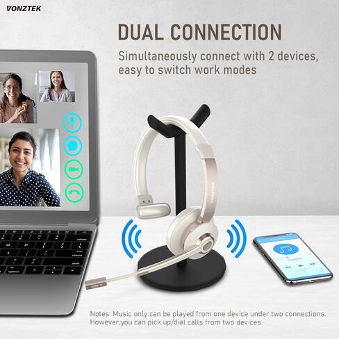 Wireless Headset, Bluetooth Headset with Microphone Noise Canceling, 45H Talk Time Wireless Headphones with USB Dongle & Mic Mute for PC Computer Cell Phone Office Remote Work Zoom Meeting Call Center in Kuwait