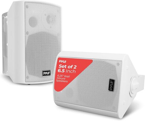 Pyle Outdoor Wall-Mount Patio Stereo Speaker-Waterproof Bluetooth Wireless&No Amplifier Needed-Portable Electric Theater Sound Surround System for Home Party Cabinet Enclosure- Pyle PDWR61BTWT White in Saudi Arabia