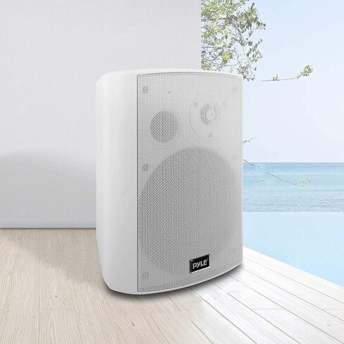 Pyle Outdoor Wall-Mount Patio Stereo Speaker-Waterproof Bluetooth Wireless&No Amplifier Needed-Portable Electric Theater Sound Surround System for Home Party Cabinet Enclosure- Pyle PDWR61BTWT White in Saudi Arabia
