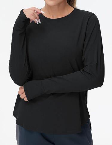 THE GYM PEOPLE Women's Long Sleeve Workout Shirts Lightweight Cotton Running Yoga Tops with Thumb Hole in Saudi Arabia