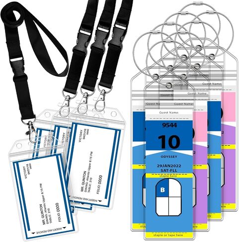 حامل بطاقات الأمتعة للرحلات البحرية من GreatShield (8 عبوات) + حامل بطاقة هوية مع حبل قصير (4 عبوات) وحقيبة إغلاق بسحاب من مادة PVC المقاومة للطقس وحلقة فولاذية لخط الرحلات البحرية الملكية والمشاهير in Kuwait