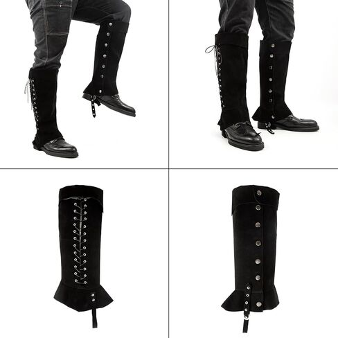 DEGPUM Pirate Boots Covers Renaissance Boot Covers Medieval Boot Covers Medieval Renaissance Steampunk Boots Covers Costume Boots Covers Knight Boot Covers for Halloween Costume Cosplay (Black) in Saudi Arabia