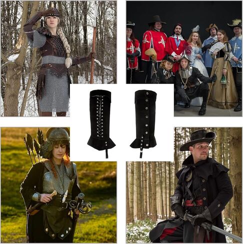 DEGPUM Pirate Boots Covers Renaissance Boot Covers Medieval Boot Covers Medieval Renaissance Steampunk Boots Covers Costume Boots Covers Knight Boot Covers for Halloween Costume Cosplay (Black) in Saudi Arabia