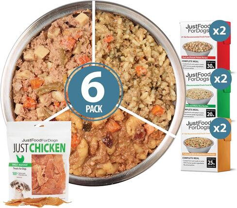 JustFoodForDogs Frozen Fresh Vegan Dog Food, Plant-Based, Complete Meal or Dog Food Topper, Tofu & Quinoa,18 oz (Pack of 7) in Kuwait