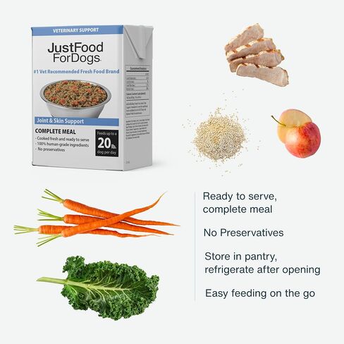 JustFoodForDogs Frozen Fresh Vegan Dog Food, Plant-Based, Complete Meal or Dog Food Topper, Tofu & Quinoa,18 oz (Pack of 7) in Kuwait