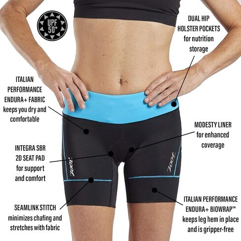 Zoot Women’s Core 6-Inch Tri Shorts, Quick Dry Performance Triathlon Short with Cycling Chamois Pad, Pockets & UPF 50+ Fabric in Kuwait