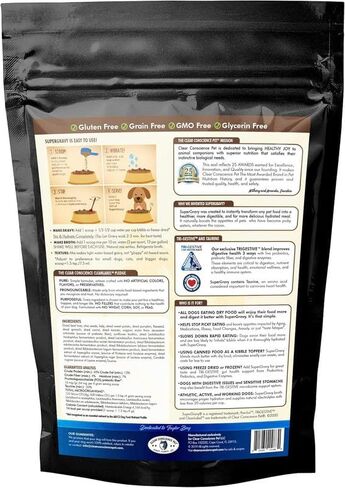 طعام سوبر جرافي باو جوس من كلير كونساينس بت - غطاء طعام طبيعي للكلاب - خليط طعام مرق مرطب - درجة بشرية - توابل طعام قابلة للاكل صعب الإرضاء - خالي من الغلوتين والحبوب، 01085، 60 مغرفة in Kuwait