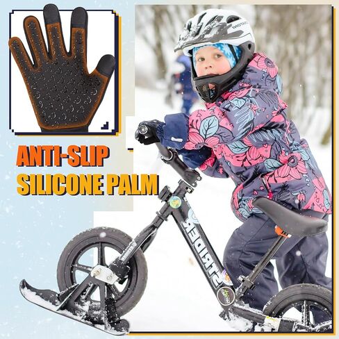 AOTOW Kids Winter Warm Sports Gloves - Cold Weather Thermal Snow Bike Touch Screen Children Mittens Boys Girls in Kuwait