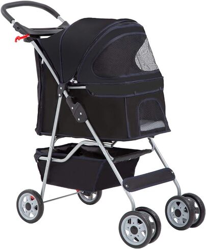 BestPet Pet Stroller Cat Dog Cage Stroller Travel Folding Carrier,Black in Kuwait