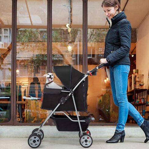 BestPet Pet Stroller Cat Dog Cage Stroller Travel Folding Carrier,Black in Kuwait