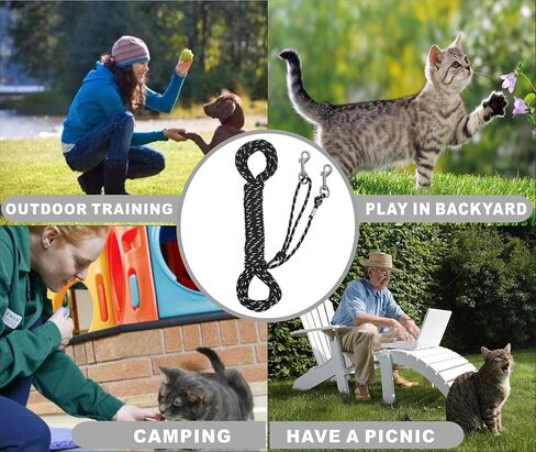 Reflective Cat Leash -50FT Cat Cable Out Escape Proof Walking Leads Yard Long Durable Safe Personalized Extender Leash Traning Play Outdoor for Puppies/Kittens/Rabbits/Small Animals in Kuwait