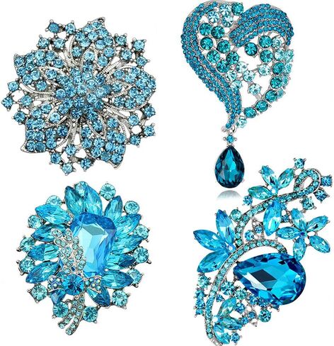 Ezing 4Pcs Brooch Lot with Large Big Size Rhinestone Crystal Fashion Jewelry in Kuwait