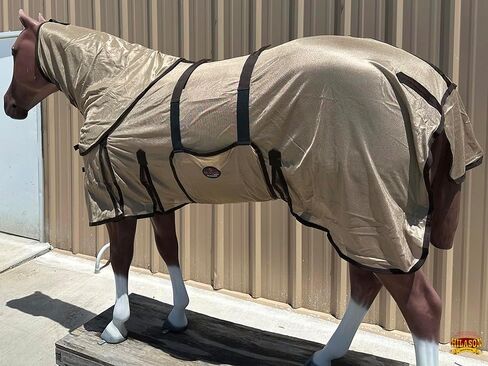 HILASON 78 Inches Horse Fly Sheet With Neck Cover Ultra Violet Rays Protect Mesh Bug Mosquito Summer Spring | Fly Sheet | Horse Turnout Sheet | Fly Sheet for Horses | Bug and Mosquito Protection | Fly in Kuwait