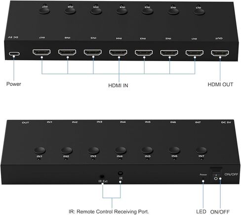 محول HDMI 5x1 HDMI 5 في 1 مخرج HDMI مخرج 5 منافذ مع جهاز تحكم عن بعد يعمل بالأشعة تحت الحمراء HDMI 1.4 HDCP 1.4 يدعم 4KX2K 3D الترا اتش دي دي in Kuwait