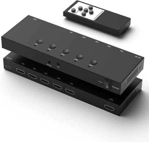 محول HDMI 5x1 HDMI 5 في 1 مخرج HDMI مخرج 5 منافذ مع جهاز تحكم عن بعد يعمل بالأشعة تحت الحمراء HDMI 1.4 HDCP 1.4 يدعم 4KX2K 3D الترا اتش دي دي in Kuwait
