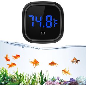 LOFICOPER Digital Aquarium Thermometer, Stick-on Fish Tank Thermometer, Wireless Tank Temperature Sensor with LED Touch Screen, Battery, ℉, for Fresh Water, Tap Water, Marine Water in Kuwait