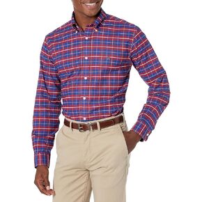 Brooks Brothers Men's Non-Iron Stretch Oxford Sport Shirt Long Sleeve Mini Check, White Multi, Large in Saudi Arabia