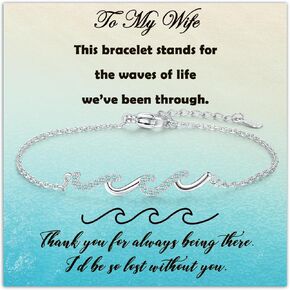 Gold Plated Bracelet for Women, Charm Cubic Zirconia Wave Bracelet for Sister Mom Bestie Wife, Meaningful Jewelry Gifts for Mother's Day Birthday Christmas