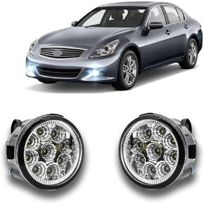 LED Fog Light for Infiniti G37 2010-2013 - Pair Bumper Driving Lamp Replacement Assemblies, 55W 6000K White, Plug and Play, Pack of 2