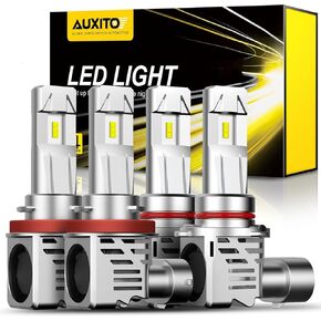 AUXITO 9005 H11 Bulbs Combo, 9005/HB-3 and H11/H8/H9 Fog Light Replacement, 60000LM Bright 6500K White, Pack of 4