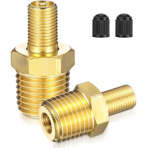 Tire Inflator Adapter, 2 Pcs 1/4" Air Hose Adapter, Sturdy Metal Air Compressor Fittings for Auto Portable Air-Compressor Pump, Air-Hose, Air-Chuck