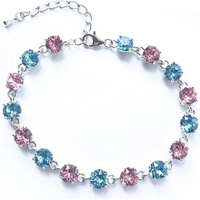925 Sterling Silver Women Elegant Tennis Bracelet Crystal Colorful Birthstone Chain Charm Bracelet Jewelry Gifts for Her