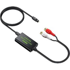 LiNKFOR DAC Converter Digital to Analog Converter Digital SPDIF Toslink to Analog Stereo Audio RCA L/R Audio Adapter with Optical Cable 3.5mm Jack Output for HDTV Blu Ray DVD Sky HD Amps TV Box in Kuwait