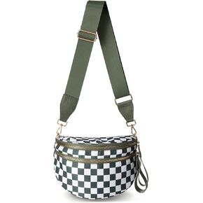 Checkered Crossbody Bag for Women Fanny Packs Shoulder Bum Bag Hobo Purses Handbags for Travel
