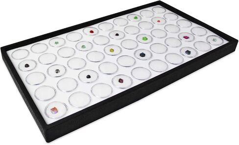 50 White Foam Gem with Stackable Tray for Gemstones, Watch Parts, Jewelry Findings Storage Organizer. Free Jewelry Polishing Cloth in Saudi Arabia