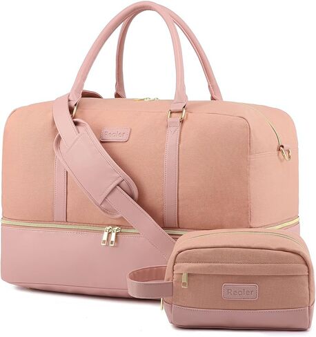 حقيبة عطلة نهاية الأسبوع للنساء من ريلر، حقيبة سفر من القماش مع حقيبة أدوات الزينة، حجرة كبيرة للحمل أثناء الليل، حقائب مستشفى للأمهات مقاومة للماء في عطلة نهاية الأسبوع للعمل والتسليم in Kuwait