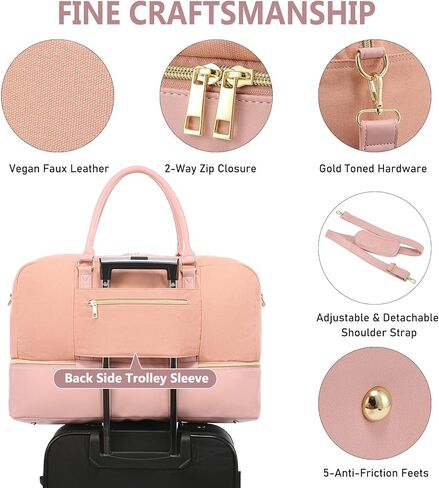 حقيبة عطلة نهاية الأسبوع للنساء من ريلر، حقيبة سفر من القماش مع حقيبة أدوات الزينة، حجرة كبيرة للحمل أثناء الليل، حقائب مستشفى للأمهات مقاومة للماء في عطلة نهاية الأسبوع للعمل والتسليم in Kuwait