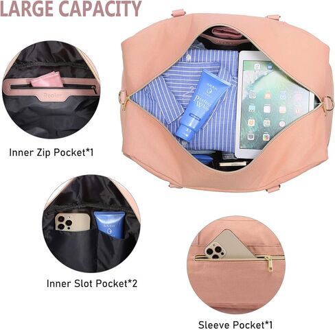 حقيبة عطلة نهاية الأسبوع للنساء من ريلر، حقيبة سفر من القماش مع حقيبة أدوات الزينة، حجرة كبيرة للحمل أثناء الليل، حقائب مستشفى للأمهات مقاومة للماء في عطلة نهاية الأسبوع للعمل والتسليم in Kuwait