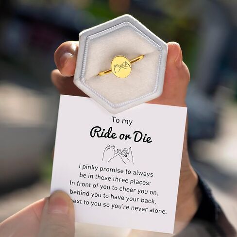 STORYJEWELLERY خاتم الوعد الخنصر، خواتم الصداقة من الفضة الإسترلينية عيار 925 للنساء الأصدقاء، مجوهرات هدية لأفضل الأصدقاء، خاتم الأخوات الركوب أو الموت، خواتم بيان BFF لأفضل الأصدقاء in Kuwait