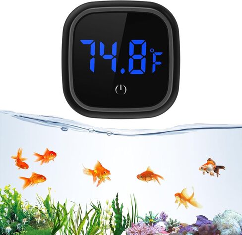 LOFICOPER Digital Aquarium Thermometer, Stick-on Fish Tank Thermometer, Wireless Tank Temperature Sensor with LED Touch Screen, Battery, ℉, for Fresh Water, Tap Water, Marine Water in Kuwait