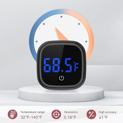 LOFICOPER Digital Aquarium Thermometer, Stick-on Fish Tank Thermometer, Wireless Tank Temperature Sensor with LED Touch Screen, Battery, ℉, for Fresh Water, Tap Water, Marine Water in Kuwait