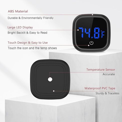 LOFICOPER Digital Aquarium Thermometer, Stick-on Fish Tank Thermometer, Wireless Tank Temperature Sensor with LED Touch Screen, Battery, ℉, for Fresh Water, Tap Water, Marine Water in Kuwait