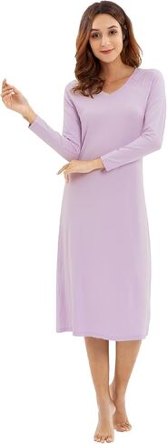 قمصان نوم WiWi للنساء من الخيزران الناعم والفسكوز والقطن بأكمام طويلة قمصان نوم ملابس نوم مقاس كبير S-3X in Saudi Arabia