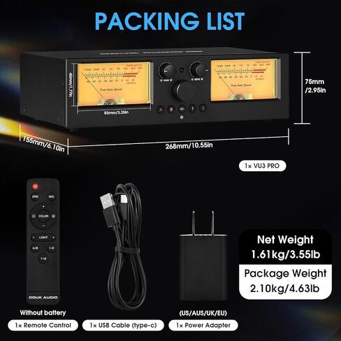 Douk Audio VU3 Dual Analog VU Meter, 2-Way Amplifier/Speaker Switch, Audio Switcher Box with DB Panel Display in Saudi Arabia