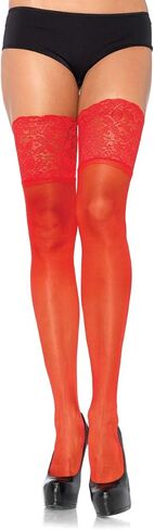 Leg Avenue Women's Spandex Sheer Thigh Highs with Silicone Stay-Up Lace Top in Saudi Arabia