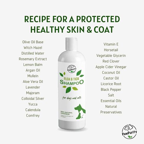 شامبو PawPurity للبراغيث/القراد، مكونات نباتية طبيعية ومعدنية فقط، يحسن صحة جلد ومعطف الكلاب والقطط، رائحة الحمضيات، منتج صديق للبيئة وتغليف مصنوع في الولايات المتحدة الأمريكية (8 أونصة) in Kuwait