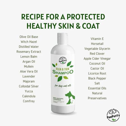 شامبو PawPurity للبراغيث/القراد، مكونات نباتية طبيعية ومعدنية فقط، يحسن صحة جلد ومعطف الكلاب والقطط، رائحة الحمضيات، منتج صديق للبيئة وتغليف مصنوع في الولايات المتحدة الأمريكية (8 أونصة) in Kuwait