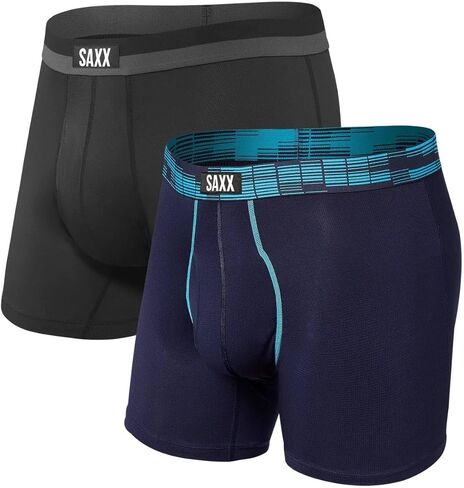 SAXX Men's Underwear - SPORT MESH Boxer Briefs with Built-In Pouch Support – Workout Boxer Briefs, Pack of 2, Navy Digi DNA/Black, Large in Saudi Arabia