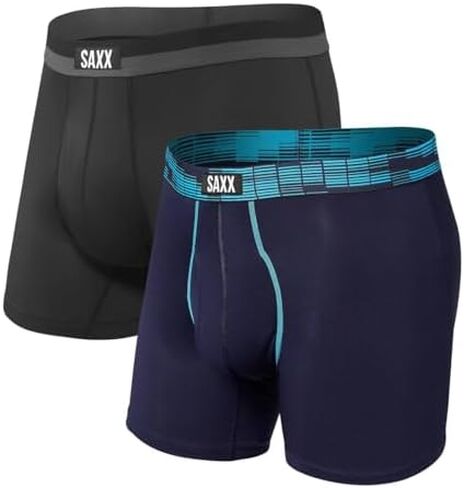 SAXX Men's Underwear - SPORT MESH Boxer Briefs with Built-In Pouch Support – Workout Boxer Briefs, Pack of 2, Navy Digi DNA/Black, Large in Saudi Arabia